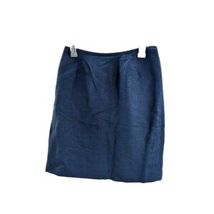 Kasper Women’s 4P Linen Blend Pencil Skirt Navy Blue Petite Career Office Work